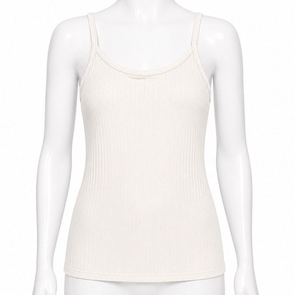 Victoria Secret Ribbed Modal Tank Top Ivory Fitted Y2K Womens Medium Cami Top